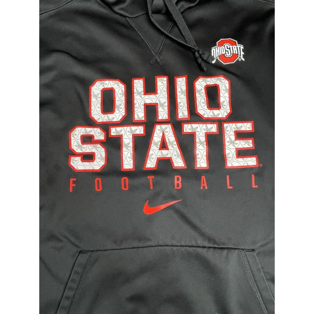 Nike Ohio State Football Therma-FIT Hoodie Black Mens Medium Pullover OSU